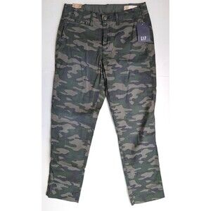 GAP Straight Khaki Womens 4 Green Camo Cotton Camouflage Stretch Pants NWT